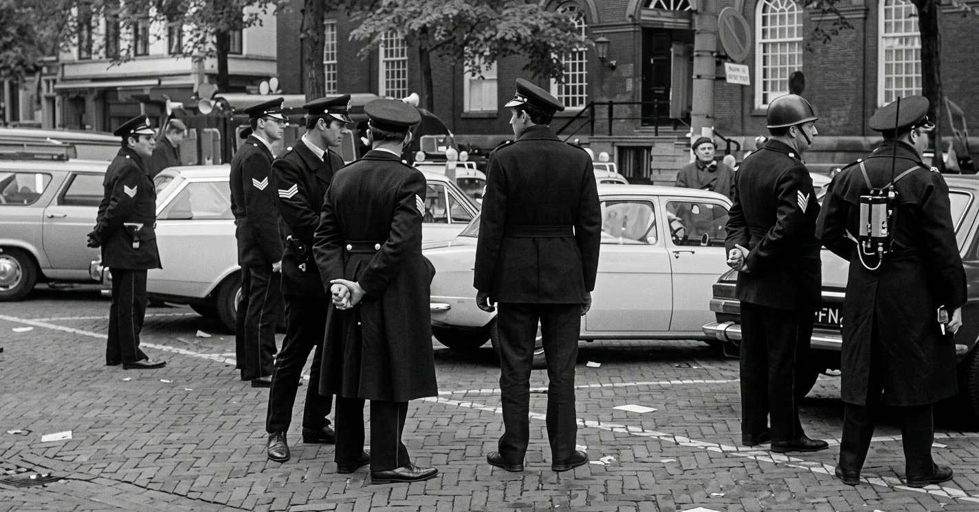 Police on the Spui near the Maagdenhuis.